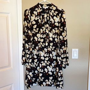 DR2 by Daniel Rainn Black Floral Neck Tie Dress
